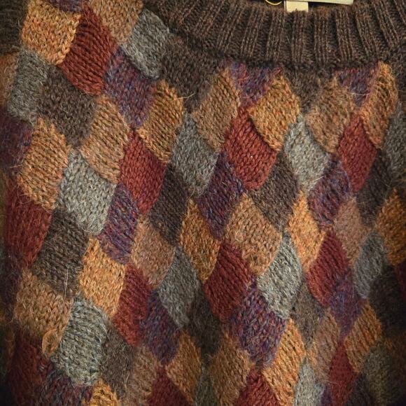 Paul Stuart Mens Sweater Size L Multicolor Handmade Alpaca Wool Crew Neck - Picture 3 of 10